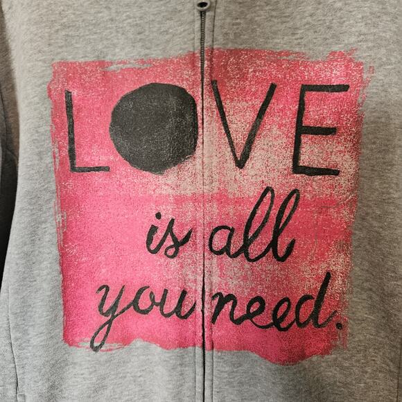 Life Is Good Womens Large Full Fleece Hooded Jacket Love Is All You Need Relaxed - Picture 4 of 11